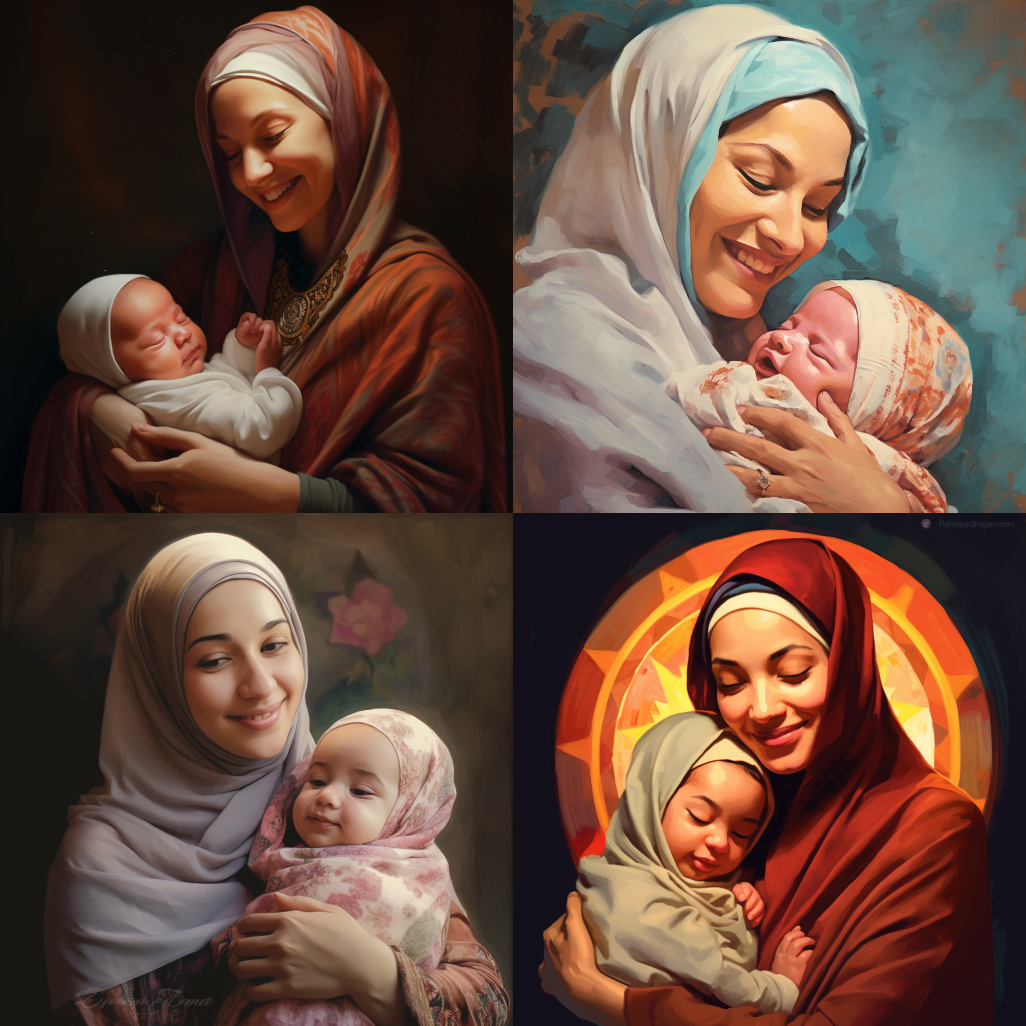 muslim woman with newborn