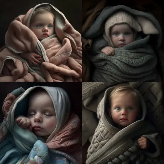 newborn with cotton blanket