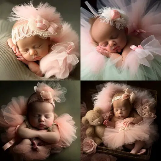 newborn with tutus and bows