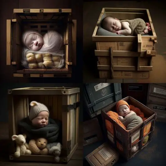 newborn with wooden background