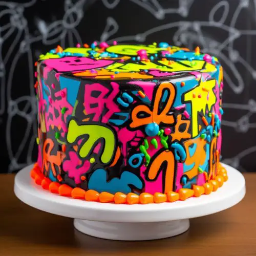 90s theme birthday cake ideas Neon Graffiti Cake