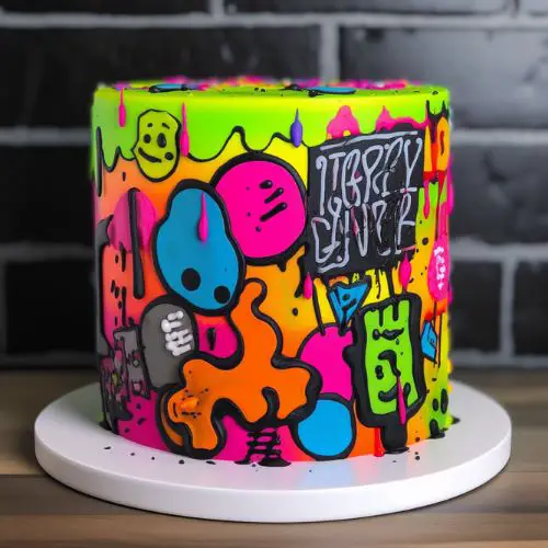 90s theme birthday cake ideas Neon Graffiti Cakes