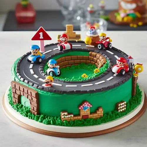 90s themed birthday cake idea Mario Kart Cake