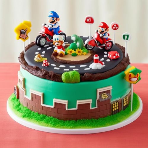 90s themed birthday cake ideas Mario Kart Cake