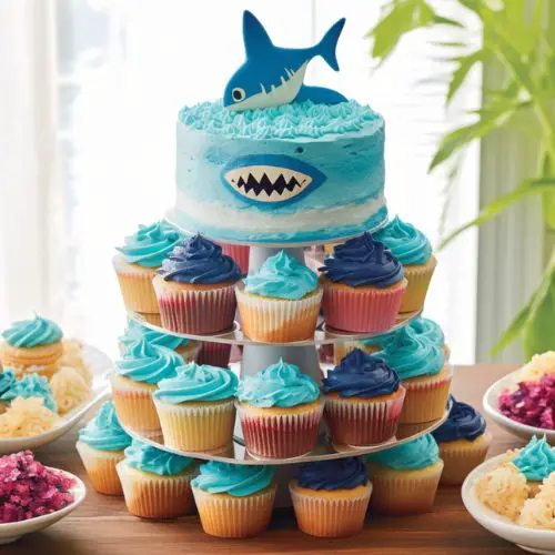 Baby Shark Cupcake Tower Birthday Cakes