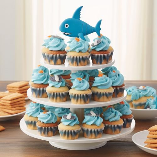 Baby Shark Cupcake Tower Themed Birthday Cakes