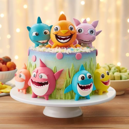 Baby Shark Family Themed Birthday Cake