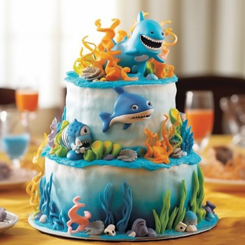 Baby Shark Fondant Topper Birthday Cakes