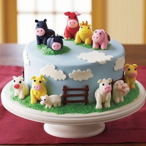 Barnyard Animals Themed Birthday Cake