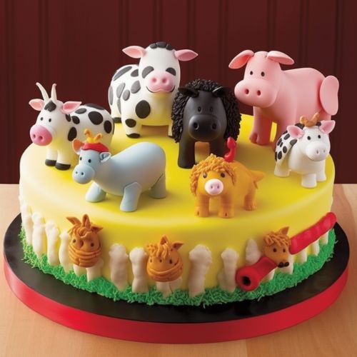 Barnyard Animals Themed Birthday Cakes