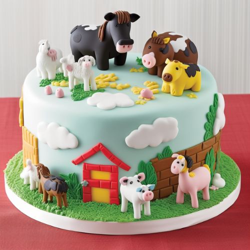 Barnyard Animals Themed Kids Birthday Cake