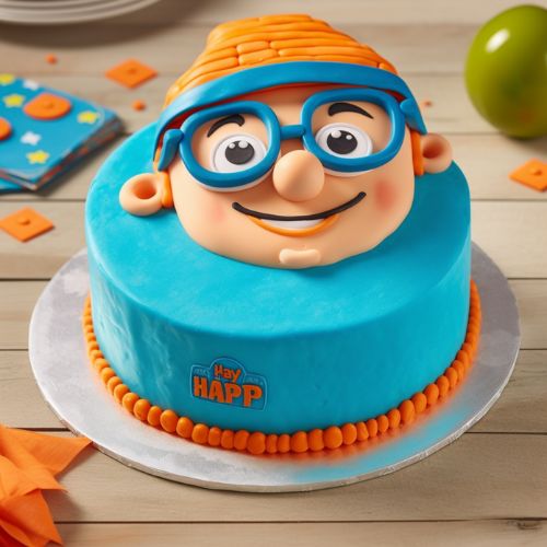 Blippi Face Themed Birthday Cake Idea