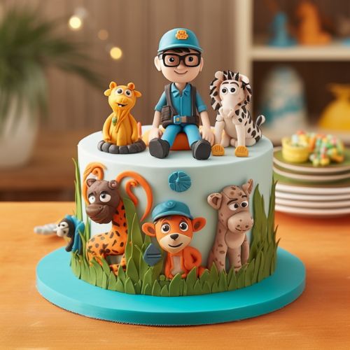 Blippi's Animal Safari Themed Birthday Cake