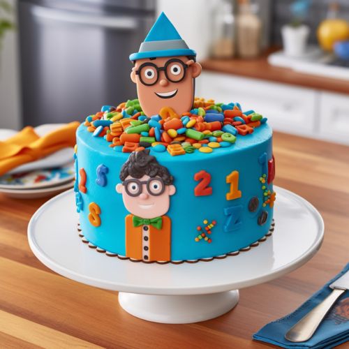 Blippi's Learning Fun Themed Birthday Cake Idea