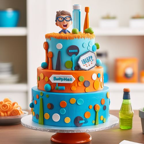 Blippi's Science Lab Themed Birthday Cake Idea