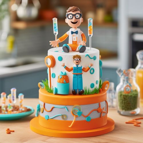 Blippi's Science Lab Themed Birthday Cake Ideas