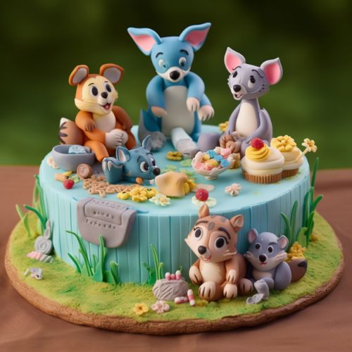 Bluey and Friends Picnic birthday Cake