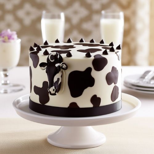 Cow Print Themed Birthday Cake