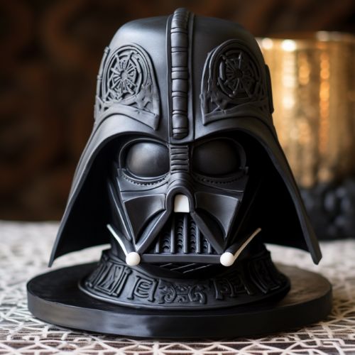 Darth Vader Helmet Themed Birthday Cake Idea