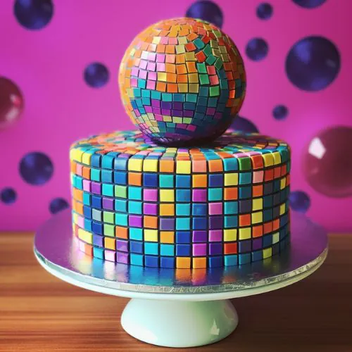 Disco Fever Themed Birthday Cake Idea