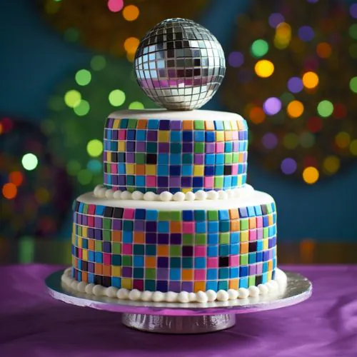 Disco Fever Themed Birthday Cake