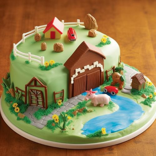 Farm Scenery Themed Birthday Cake ideas