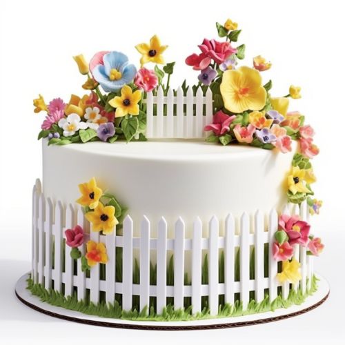 Fence and Flowers Themed Birthday Cake idea