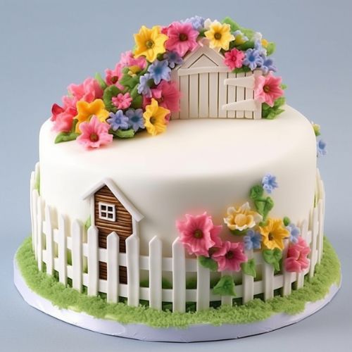 Fence and Flowers Themed Birthday Cakes