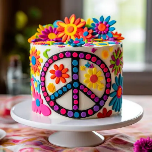 Flower Power Themed Birthday Cake