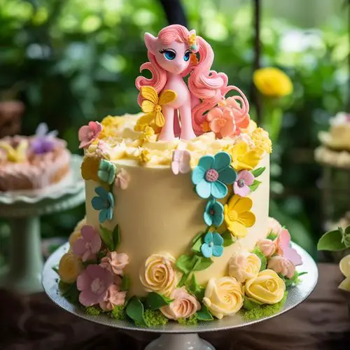 Fluttershy Garden Themed Birthday Cake idea