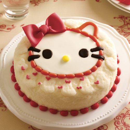 Hello Kitty Face Themed Birthday Cake