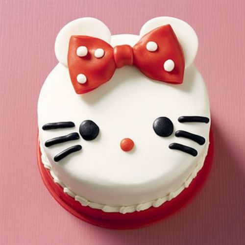 Hello Kitty Face Themed Birthday Cakes
