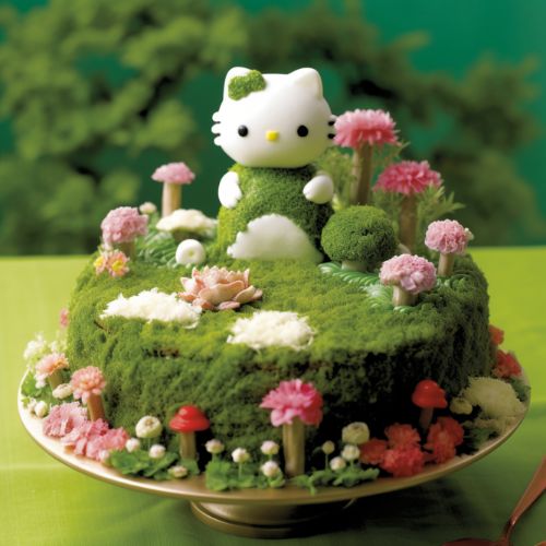 Hello Kitty Garden Themed Birthday Cake