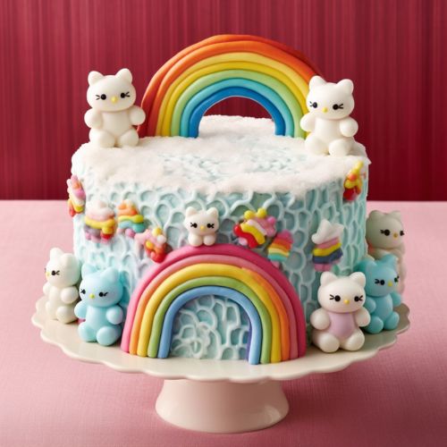 Hello Kitty Rainbow Themed Birthday Cake