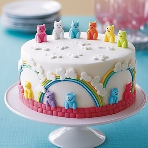 Hello Kitty Rainbow Themed Birthday Cakes