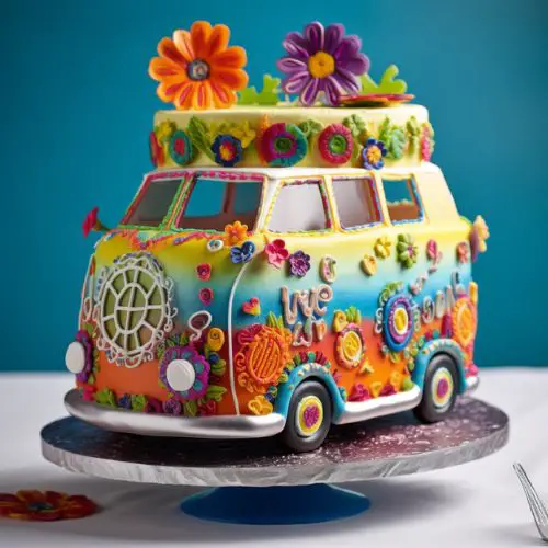 Hippie Van Themed Birthday Cake Ideas