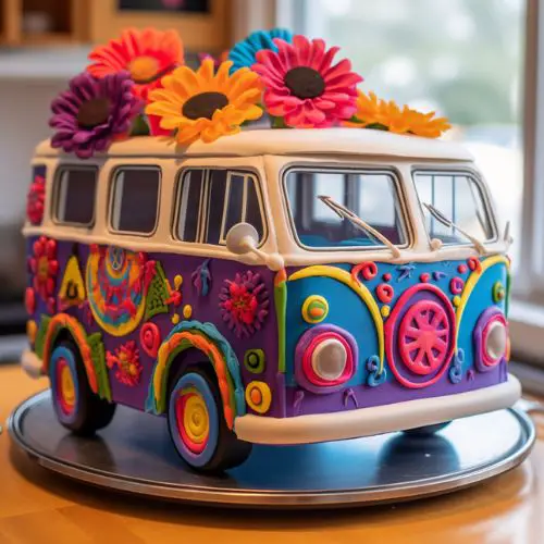 Hippie Van Themed Birthday Cake
