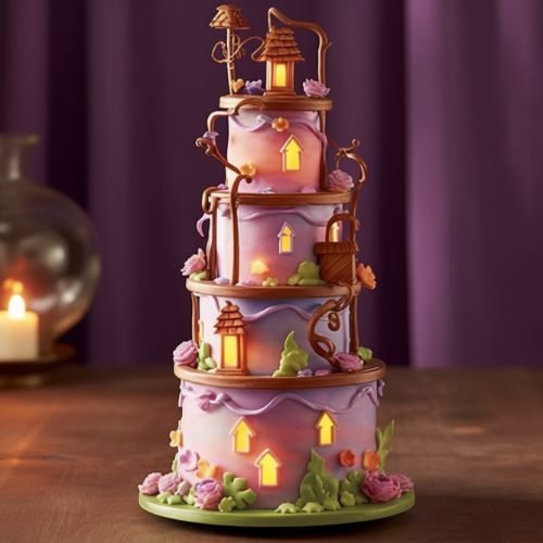Lantern Tower Themed Birthday Cake