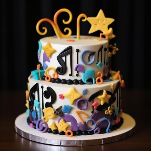 Magical Music Notes Themed Birthday Cake