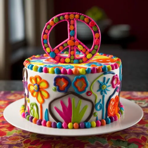 Peace and Love Themed Birthday Cake