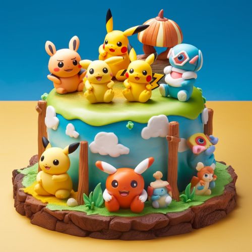 Pikachu and Friends Themed Birthday Cake Idea