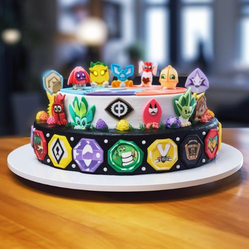 Pokémon Gym Badge Themed Birthday Cake Idea