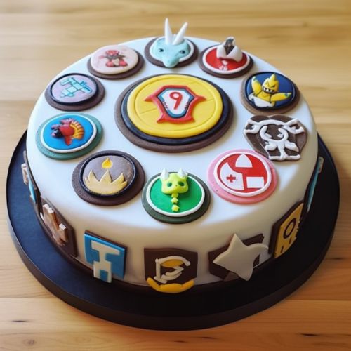 Pokémon Gym Badge Themed Birthday Cake Ideas