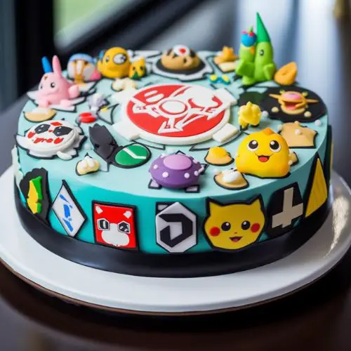 Pokémon Gym Badge Themed Birthday Cake