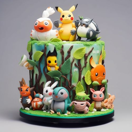 Pokémon Type Themed Birthday Cake Idea