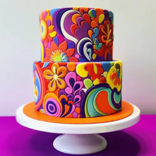 Psychedelic Patterns Themed Birthday Cake Ideas