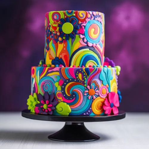 Psychedelic Patterns Themed Birthday Cake Ideas