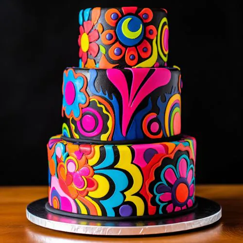 Psychedelic Patterns Themed Birthday Cake