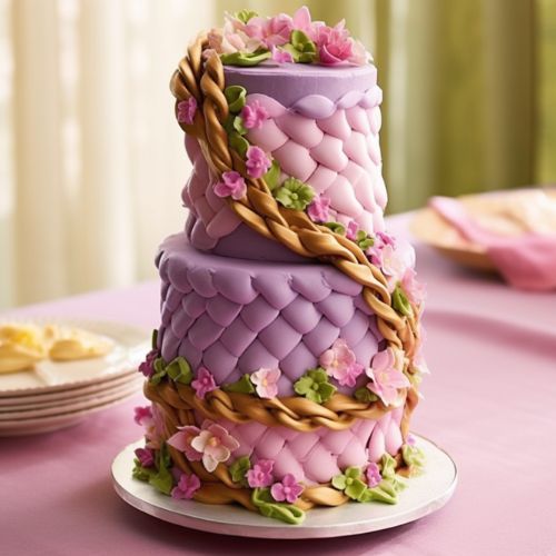 Rapunzel Braid Themed Birthday Cakes