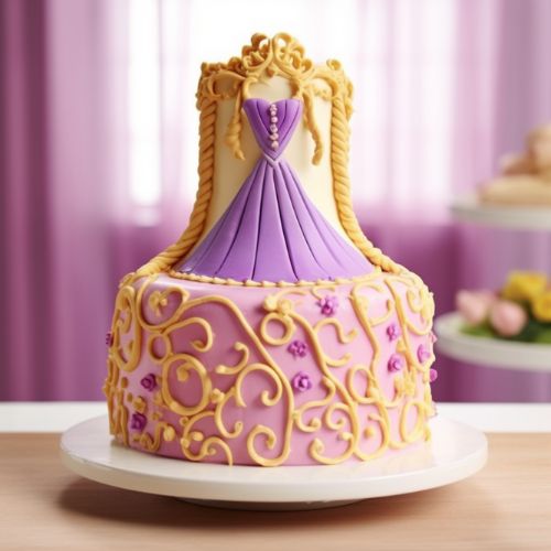 Rapunzel Dress Themed Birthday Cake